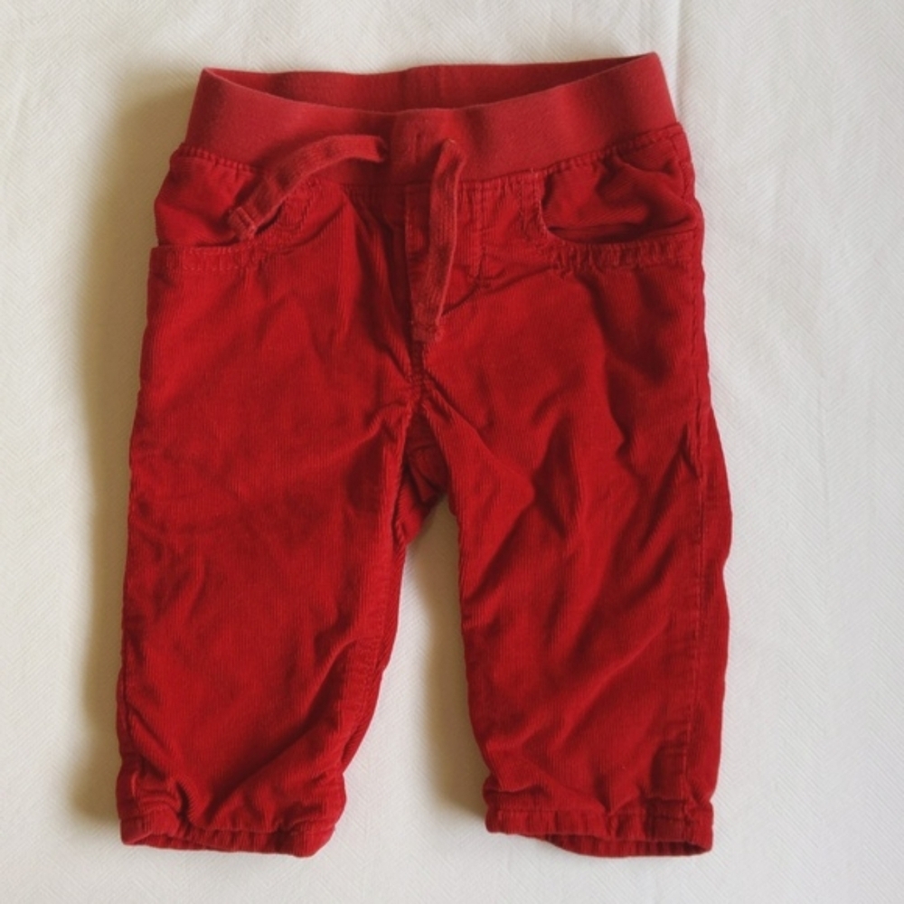 babyGap red lined relaxed fit pull-on corduroy pants 3-6 months baby unisex